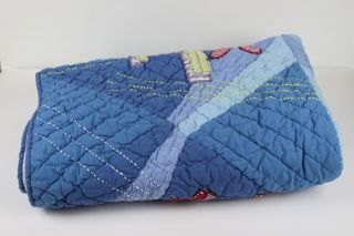 Pottery Barn Kids Baby Crib Blanket Quilt Vintage AIRPLANES Blue 6