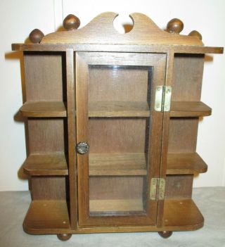 Vintage Small Wood Curio Cabinet Display Case Wall Mount Table Top