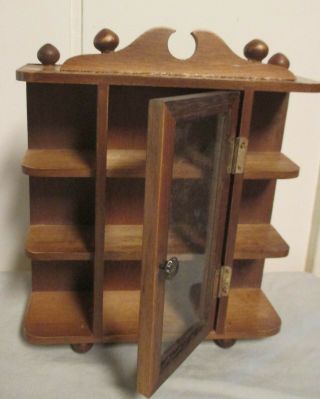 Vintage Small Wood Curio Cabinet Display Case wall mount table top 2