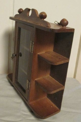 Vintage Small Wood Curio Cabinet Display Case wall mount table top 5