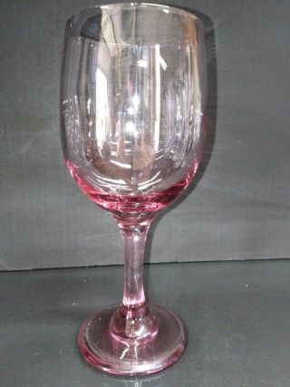 Libbey Rose Colored Pink Wine Water Goblets Glasses Vintage 7 " - 8oz Pair
