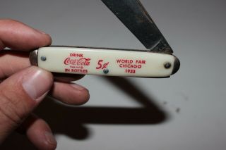 Vintage Coca Cola Folding Knife 1933 Worlds Fair Chicago 5 Cents S7 2