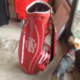 Vintage Ron Miller Pro Coca Cola Coke Golf Caddy Bag With Rain Cover