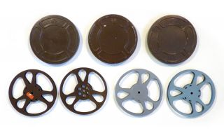 16mm Vintage Group Of Golberg Film Reels And Cans 400’ And 200’ 12 Total