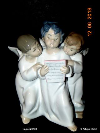 Vintage 1969 Lladro Figurine " Angel Group " 4542,  7.  5 ",