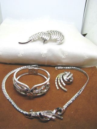 4 Pc.  Trifari Brand - Vintage Jewelry,  Rhinestone Jewlery