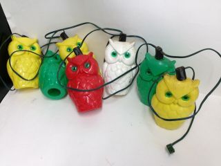 Vintage Set Of 7 Owl String Lights Patio Camping Rv Awning Outdoors Blow Mold