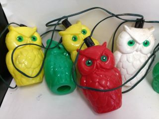 Vintage set of 7 Owl String Lights patio camping RV awning outdoors Blow Mold 4