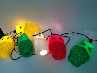 Vintage set of 7 Owl String Lights patio camping RV awning outdoors Blow Mold 8