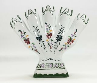 Vintage Rccl 5 Finger Bud Vase Made In Portugal Hand Painted Hand Signed
