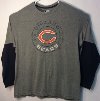 Vtg Men’s Chicago Bears Nfl Team Apparel 3/4 Sleeve Shirt Jersey Sz 2xl Gray