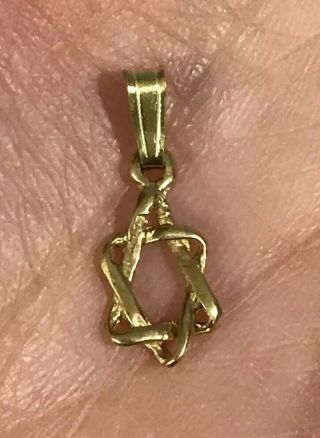 Vintage Tiny 14k Yellow Gold Woven Star Of David Charm Pendant 3/8” By 1/4” 0.  4g