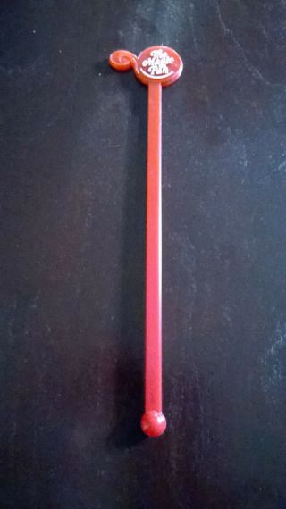 The Magic Pan Swizzle Stick Drink Stirrer Red Plastic Vintage Kitchen Ware Red