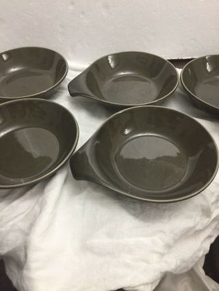 5 Vtg Russel Wright Dark Green American Modern Lugged Soup/cereal Bowls