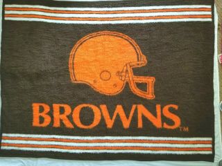 Vintage Nfl Cleveland Browns Biederlack Stadium Blanket Throw Double Sided 42x57