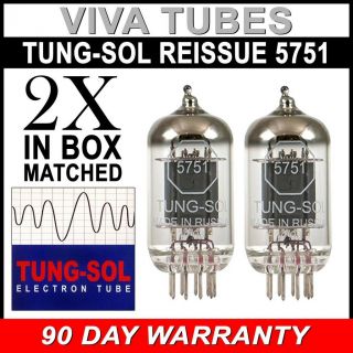 Gain Matched Pair (2) Tung - Sol Reissue 5751 Vacuum Tubes
