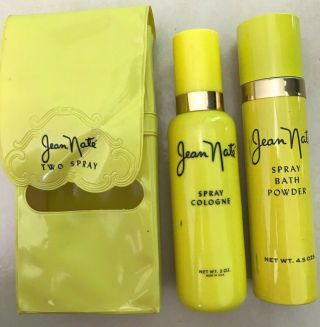 Vintage Jean Nate Two Spray Bath Powder And Bath Cologne Set Full - Size In Case