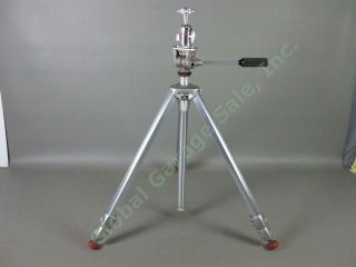 Vintage Linhof Aluminum 3 - Section Camera Tripod With Head West Germany No Res