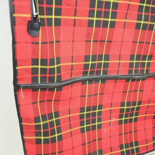 Vintage Plaid Hanging Garment Bag Case Red Tartan Heavy Duty Travel Luggage 5