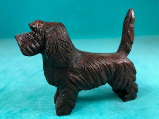 Vintage Wood Carving Of A Petit Basset Griffon Vendeen Dog In Show Pose