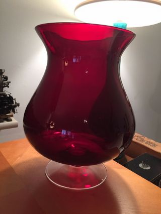 Vintage Ruby Red Glass Hurricane Candle Holder Extra Large Retired Partylite