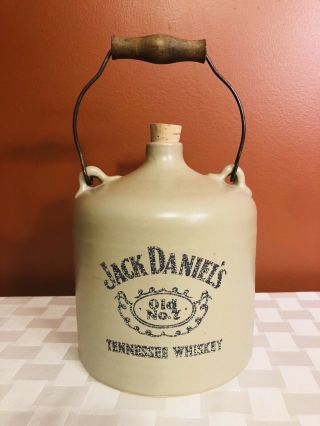 Vintage Jack Daniels Old No.  7 Tennessee Whiskey Stoneware Jug With Bail Handle