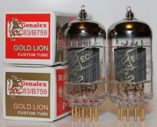 Matched Pair Genalex Gold Lion 12ax7 / Ecc83 / B759 Tubes,