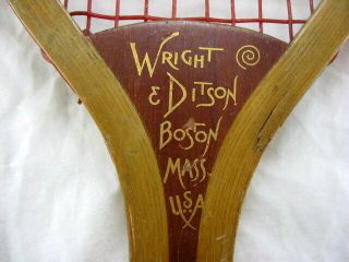 Vtg Wright & Ditson Grooved Handle Wood Tennis Racket Racquet Country Club Model