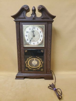 Vintage Robert Shaw Electric Wall Clock Pendulum Brown & Gold
