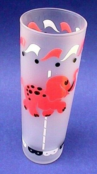 Libbey Carousel Glass Pink Elephant Tumbler Vtg 1950s Frosted Animal Ice Tea