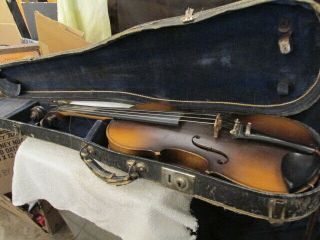 Very Old Vintage Violin With Bow And Case