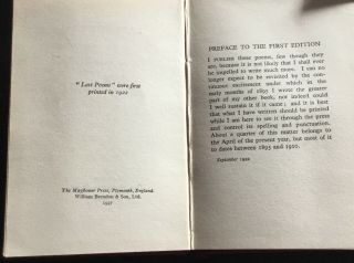 Last Poems by A E Housman - 1937 - Preface to the First Edition Mayflower Press 2