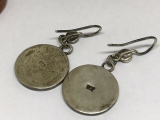 Vintage Native Pueblo Multi Stone Inlay Sterling Silver Dangle Earrings 3