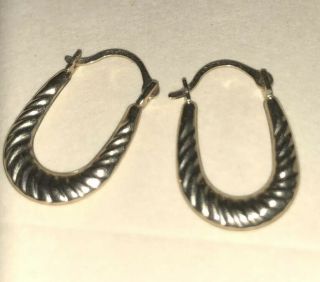 Vintage 14k Gold Pierced Earring Hoops With Pattern.  44 Grams 3