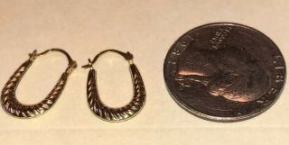Vintage 14k Gold Pierced Earring Hoops With Pattern.  44 Grams 5