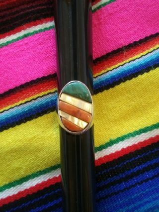 Vintage Native American Turquoise Multi Stone Sterling Silver Men 
