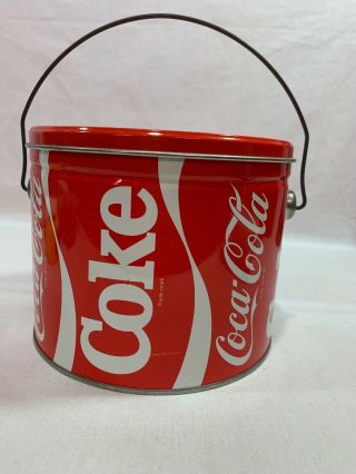 Decorative Vintage Coca Cola Tin Can With Handle