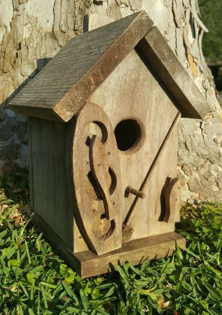 Vintage Hand Crafted Wood Wren Bird House Made From 1900 Reclaimed Old Barn Wood