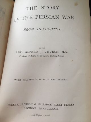 The Story of The Persian War From Herodotus by Rev A J Church 1882 Iillustrated 3