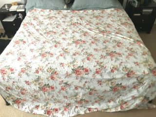 Vintage Ralph Lauren Petticoat Floral Queen Flat Sheet Rl Shabby Country Chic