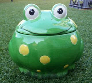 Vintage Retro Frog Cookie Jar Biscuit Barrel Ceramic Canister Vgc 1970s Japan