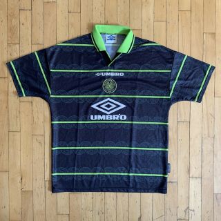 Vintage Men’s 1998 Celtic Football Club Umbro Soccer Jersey Black L Vtg