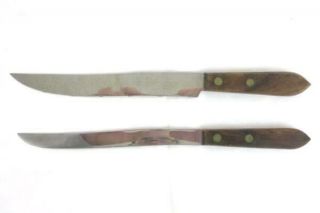 Set Of 2 Vintage Burns Mfg Co Serrated Stainless Knives 8 " & 7.  5 " Blades