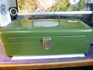 Vintage Old Pal Green Metal Tackle Box Made In Usa No Rust
