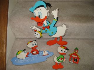 Vintage Disney Donald Duck With Nephews Cardboard Nursery Wall Hangings