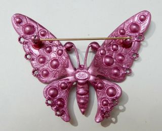 Vintage Joan Rivers Pastel Crystal Fantasy Butterfly Brooch Pin 2