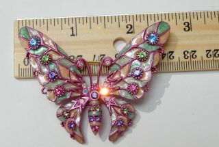 Vintage Joan Rivers Pastel Crystal Fantasy Butterfly Brooch Pin 3