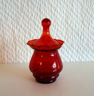 Vintage Red Lidded Italian Apothecary Glass Jar Medium Size 19cm 7.  5 "