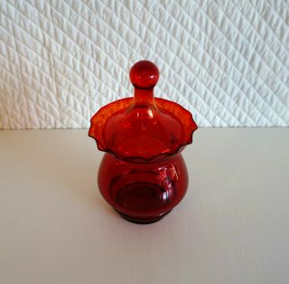 Vintage Red Lidded Italian Apothecary Glass Jar Medium Size 19cm 7.  5 