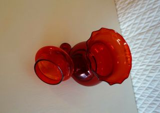 Vintage Red Lidded Italian Apothecary Glass Jar Medium Size 19cm 7.  5 